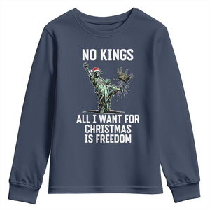 No Kings Youth Sweatshirt All I Want For Christmas Is Freedom TS14 Navy Print Your Wear