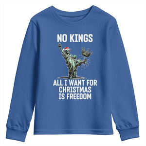 No Kings Youth Sweatshirt All I Want For Christmas Is Freedom TS14 Royal Blue Print Your Wear