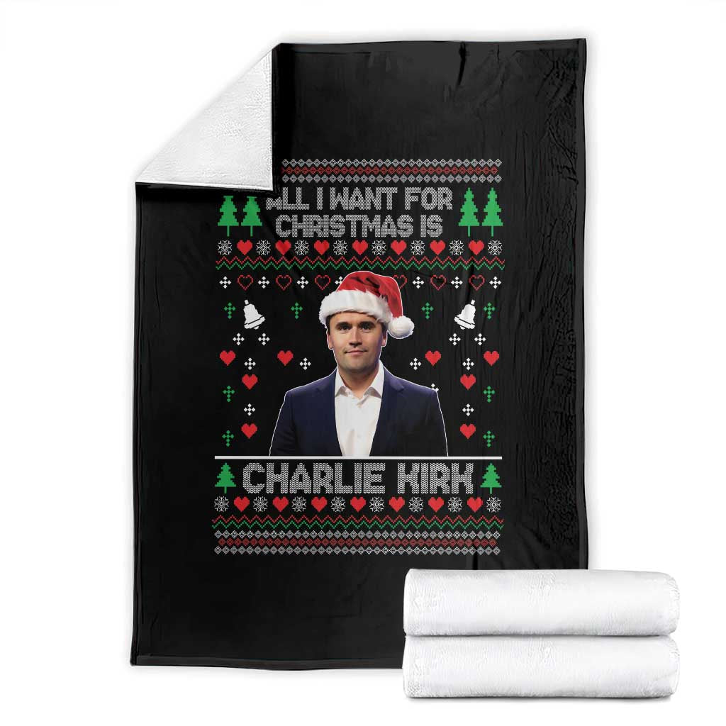 Charlie Kirk Christmas Throw Blanket Freedom Memorial Patriotic Christian Xmas TS14 Black Print Your Wear