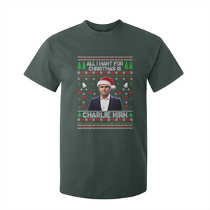 Charlie Kirk Christmas T Shirt For Kid Freedom Memorial Patriotic Christian Xmas TS14 Dark Forest Green Print Your Wear