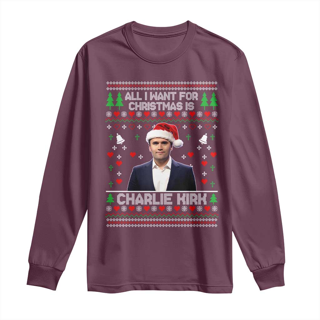 Charlie Kirk Christmas Long Sleeve Shirt Freedom Memorial Patriotic Christian Xmas TS14 Maroon Print Your Wear