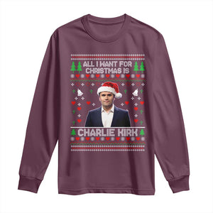 Charlie Kirk Christmas Long Sleeve Shirt Freedom Memorial Patriotic Christian Xmas TS14 Maroon Print Your Wear