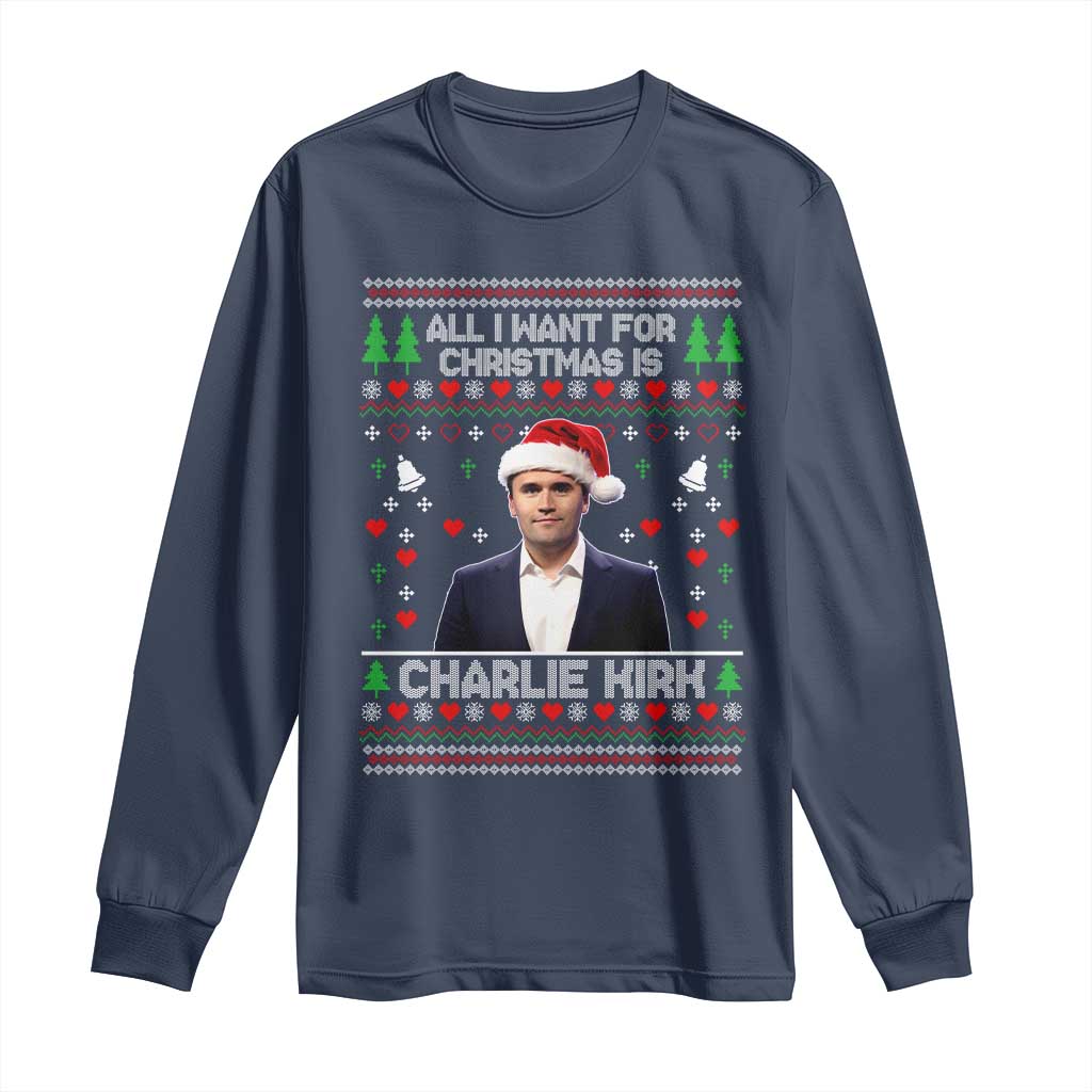 Charlie Kirk Christmas Long Sleeve Shirt Freedom Memorial Patriotic Christian Xmas TS14 Navy Print Your Wear