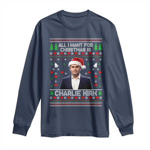 Charlie Kirk Christmas Long Sleeve Shirt Freedom Memorial Patriotic Christian Xmas TS14 Navy Print Your Wear