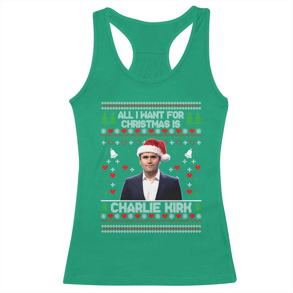 Charlie Kirk Christmas Racerback Tank Top Freedom Memorial Patriotic Christian Xmas TS14 Irish Green Print Your Wear