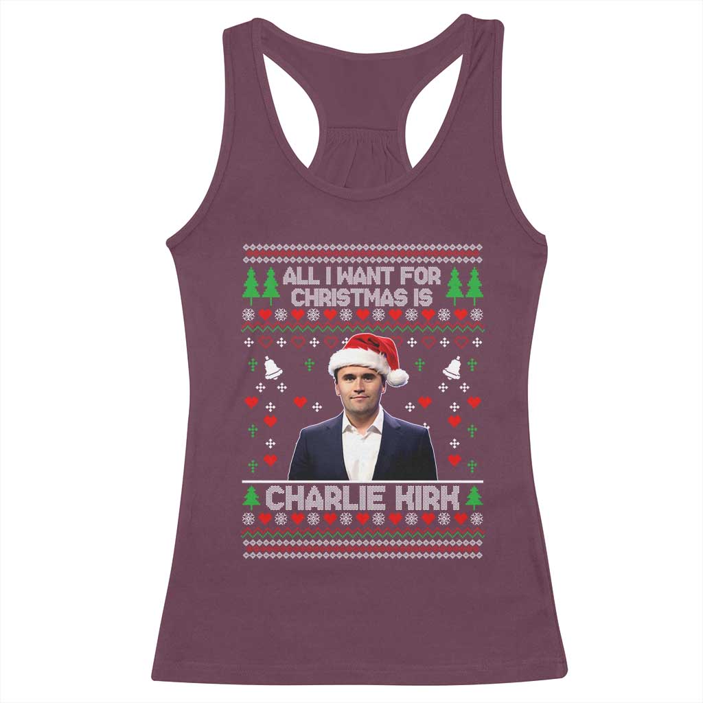 Charlie Kirk Christmas Racerback Tank Top Freedom Memorial Patriotic Christian Xmas TS14 Maroon Print Your Wear