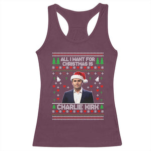 Charlie Kirk Christmas Racerback Tank Top Freedom Memorial Patriotic Christian Xmas TS14 Maroon Print Your Wear