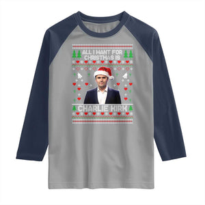 Charlie Kirk Christmas Raglan Shirt Freedom Memorial Patriotic Christian Xmas TS14 Sport Gray Navy Print Your Wear