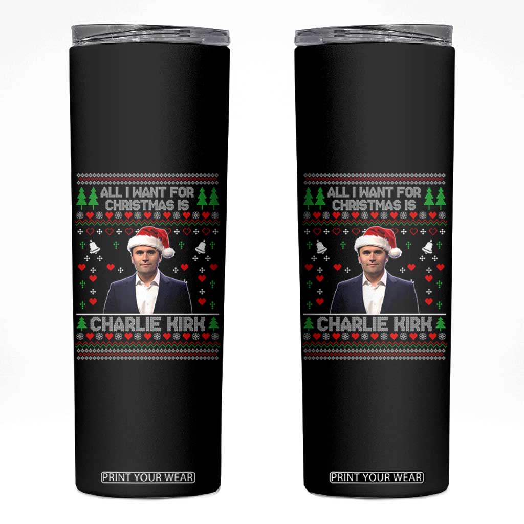 Charlie Kirk Christmas Skinny Tumbler Freedom Memorial Patriotic Christian Xmas - Print Your Wear
