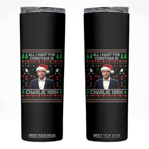 Charlie Kirk Christmas Skinny Tumbler Freedom Memorial Patriotic Christian Xmas - Print Your Wear