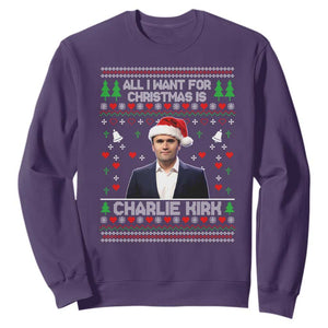 Charlie Kirk Christmas Sweatshirt Freedom Memorial Patriotic Christian Xmas TS14 Purple Print Your Wear