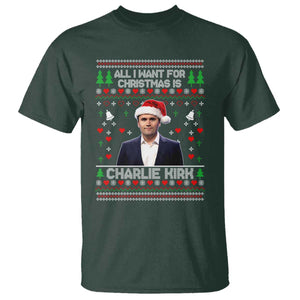 Charlie Kirk Christmas T Shirt Freedom Memorial Patriotic Christian Xmas TS14 Dark Forest Green Print Your Wear