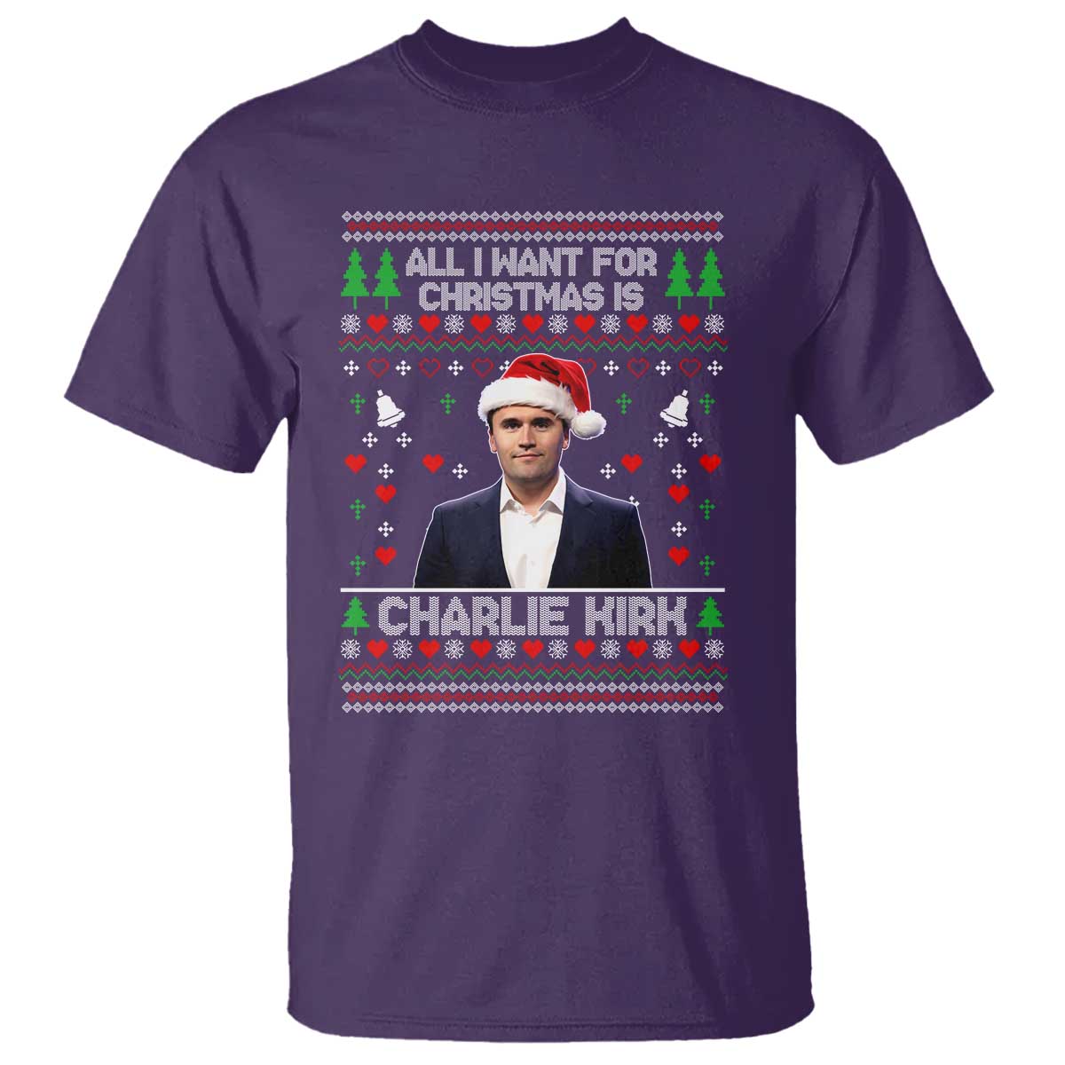 Charlie Kirk Christmas T Shirt Freedom Memorial Patriotic Christian Xmas TS14 Purple Print Your Wear