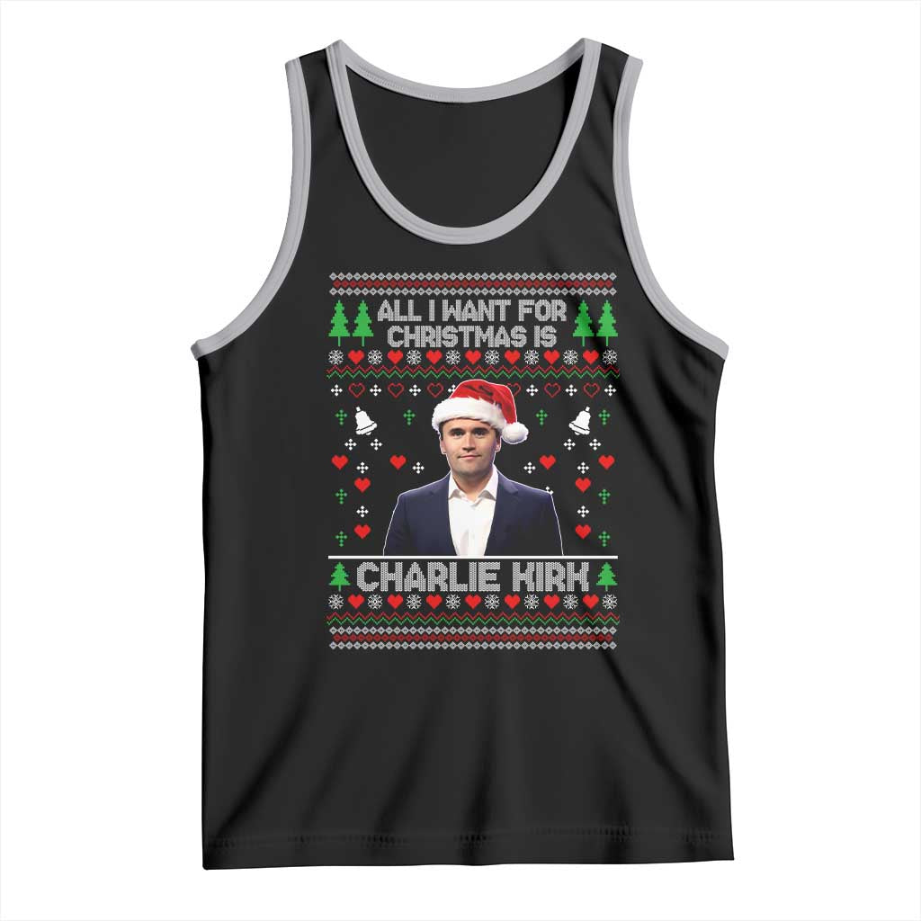 Charlie Kirk Christmas Tank Top Freedom Memorial Patriotic Christian Xmas TS14 Black Athletic Heather Print Your Wear