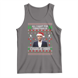 Charlie Kirk Christmas Tank Top Freedom Memorial Patriotic Christian Xmas TS14 Deep Heather Print Your Wear