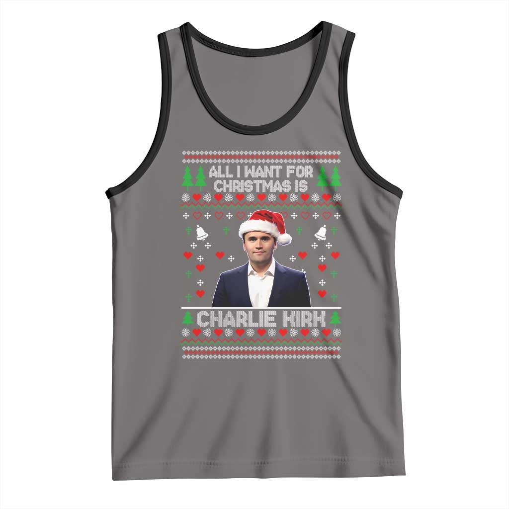 Charlie Kirk Christmas Tank Top Freedom Memorial Patriotic Christian Xmas TS14 Deep Heather Black Print Your Wear