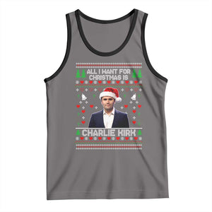 Charlie Kirk Christmas Tank Top Freedom Memorial Patriotic Christian Xmas TS14 Deep Heather Black Print Your Wear