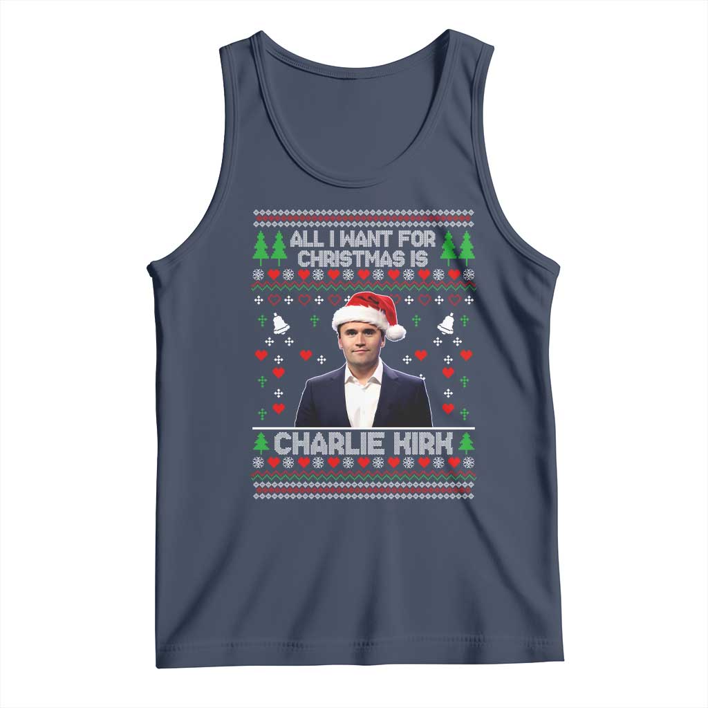 Charlie Kirk Christmas Tank Top Freedom Memorial Patriotic Christian Xmas TS14 Navy Print Your Wear