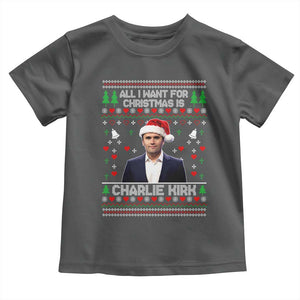 Charlie Kirk Christmas Toddler T Shirt Freedom Memorial Patriotic Christian Xmas TS14 Dark Heather Print Your Wear