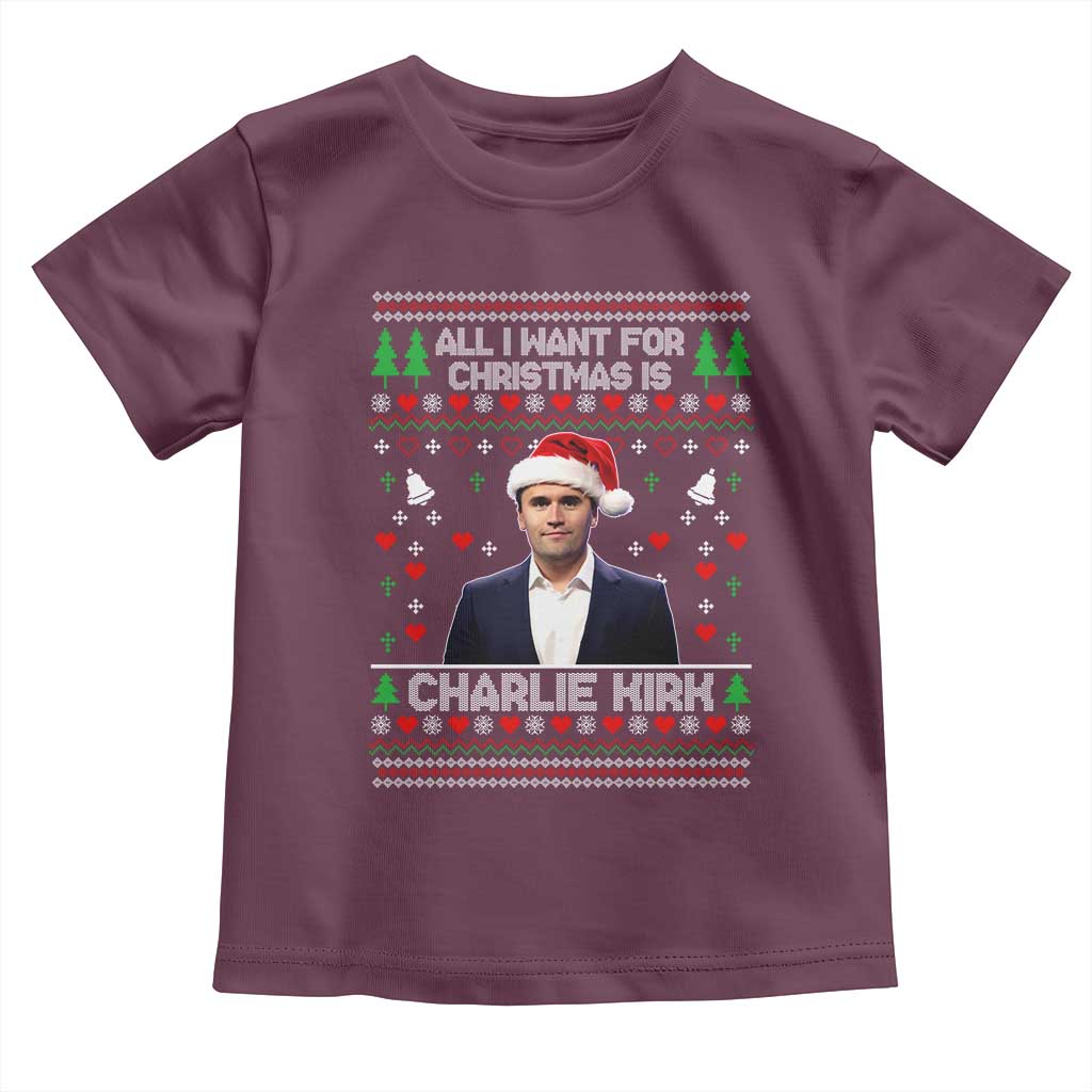 Charlie Kirk Christmas Toddler T Shirt Freedom Memorial Patriotic Christian Xmas TS14 Maroon Print Your Wear