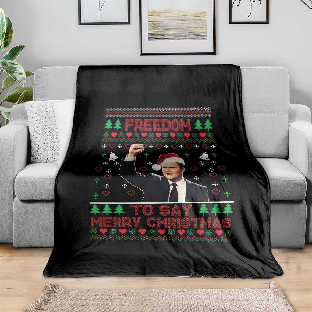 Charlie Kirk Christmas Throw Blanket Freedom To Say Merry Christmas TS14 Print Your Wear