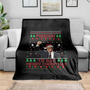Charlie Kirk Christmas Throw Blanket Freedom To Say Merry Christmas - Print Your Wear