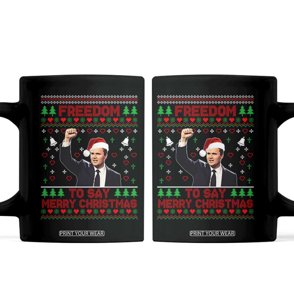 Charlie Kirk Christmas Coffee Mug Freedom To Say Merry Christmas TS14 Black Print Your Wear
