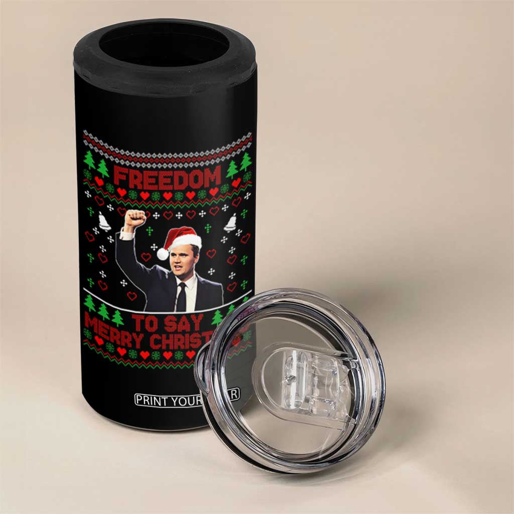 Charlie Kirk Christmas 4 in 1 Can Cooler Tumbler Freedom To Say Merry Christmas TS14 Print Your Wear