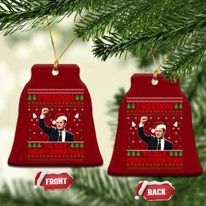 Charlie Kirk Xmas Ceramic Ornament Freedom To Say Merry Xmas TS14 Print Your Wear