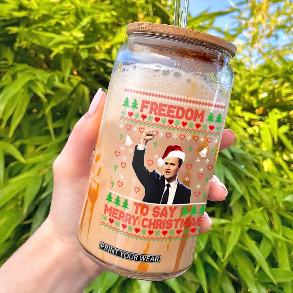 Charlie Kirk Christmas Glass Can Freedom To Say Merry Christmas TS14 Black Print Your Wear