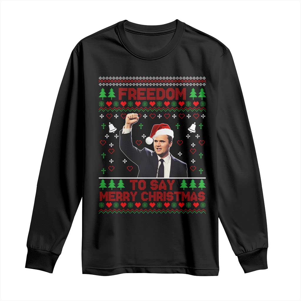Charlie Kirk Christmas Long Sleeve Shirt Freedom To Say Merry Christmas TS14 Black Print Your Wear