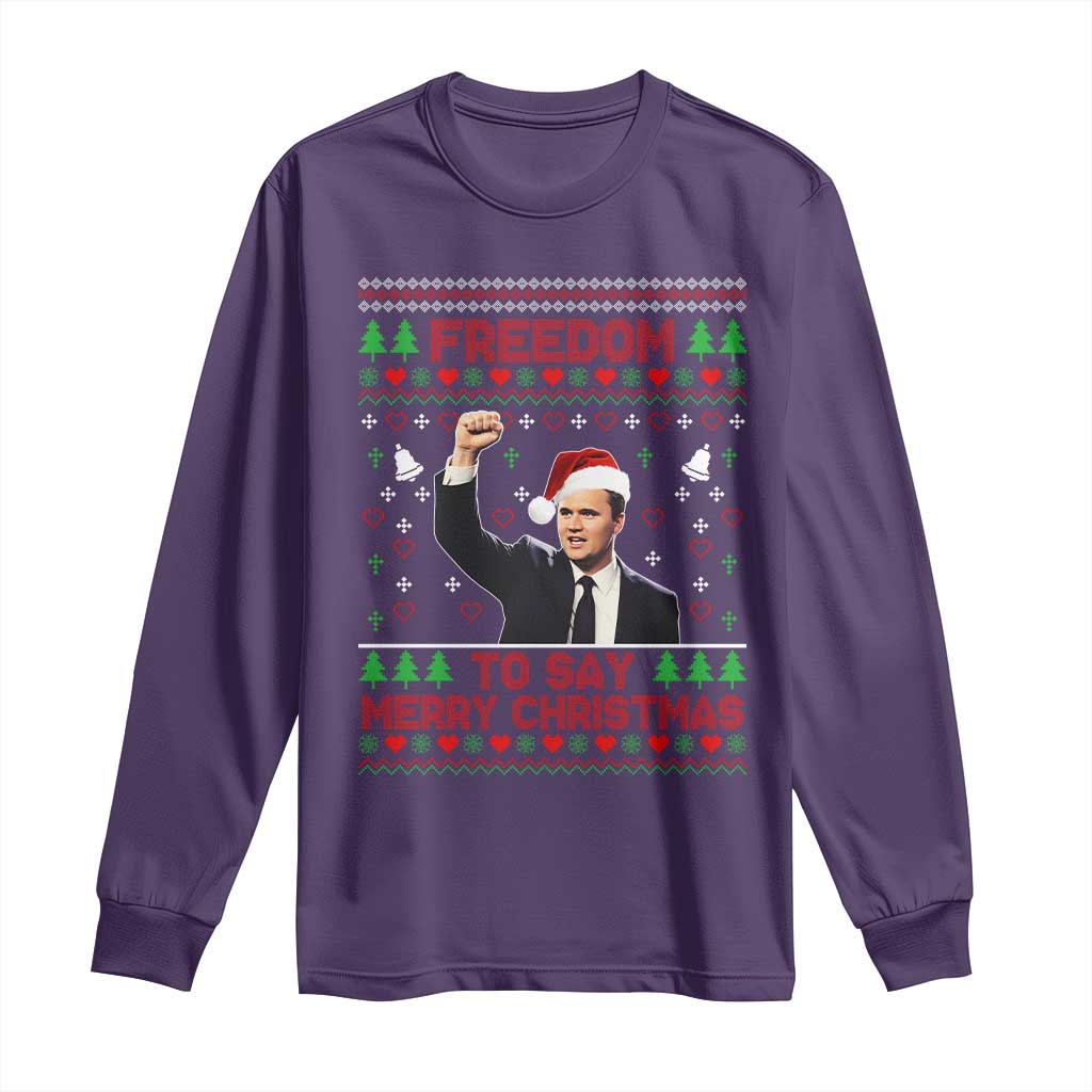 Charlie Kirk Christmas Long Sleeve Shirt Freedom To Say Merry Christmas TS14 Purple Print Your Wear