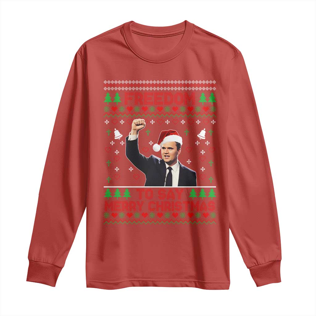 Charlie Kirk Christmas Long Sleeve Shirt Freedom To Say Merry Christmas TS14 Red Print Your Wear