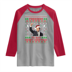 Charlie Kirk Christmas Raglan Shirt Freedom To Say Merry Christmas TS14 Sport Gray Red Print Your Wear