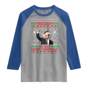 Charlie Kirk Christmas Raglan Shirt Freedom To Say Merry Christmas TS14 Sport Gray Royal Print Your Wear