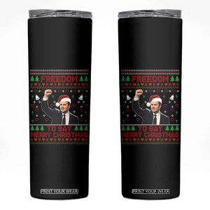 Charlie Kirk Christmas Skinny Tumbler Freedom To Say Merry Christmas - Print Your Wear