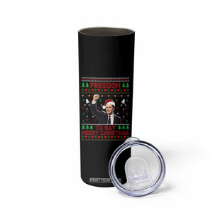 Charlie Kirk Christmas Skinny Tumbler Freedom To Say Merry Christmas - Print Your Wear