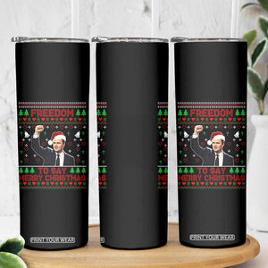 Charlie Kirk Christmas Skinny Tumbler Freedom To Say Merry Christmas - Print Your Wear