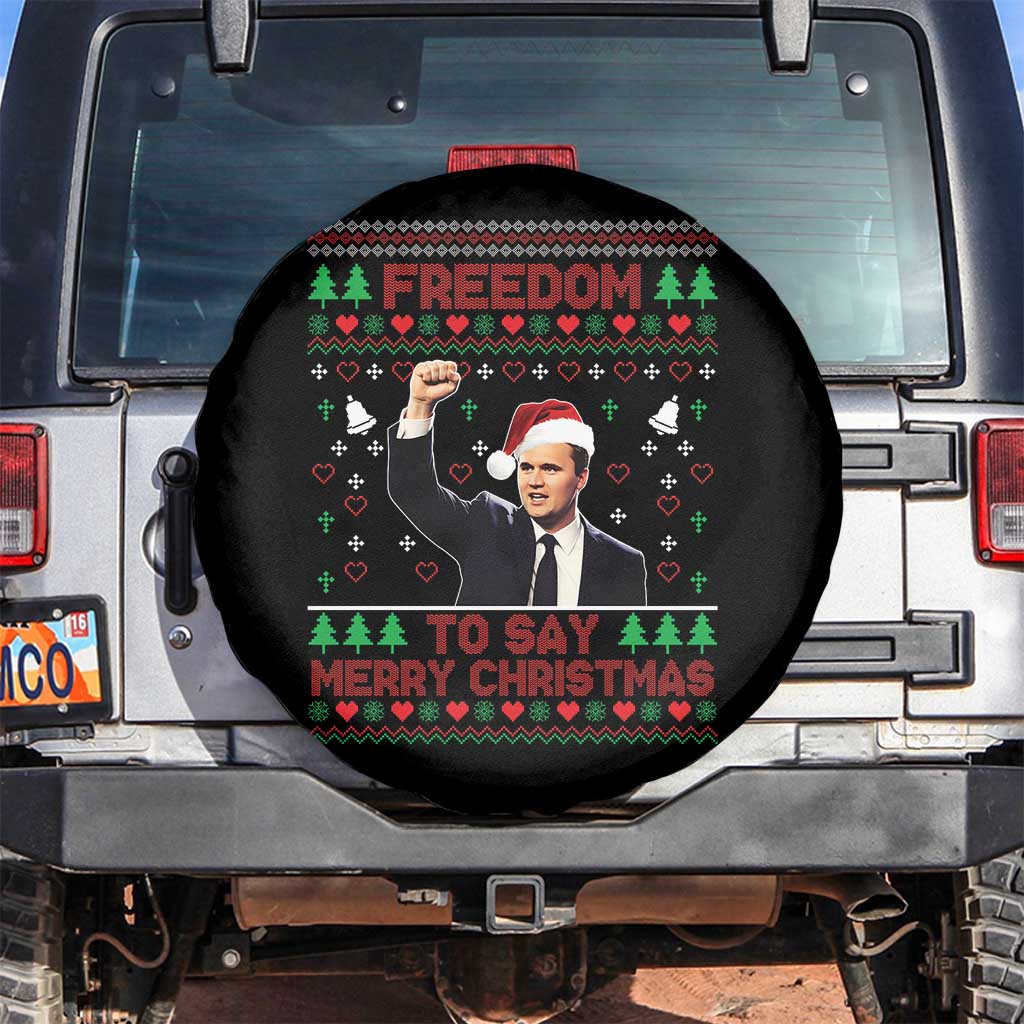 Charlie Kirk Christmas Spare Tire Cover Freedom To Say Merry Christmas - Print Your Wear
