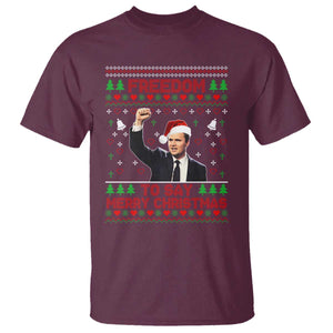 Charlie Kirk Christmas T Shirt Freedom To Say Merry Christmas TS14 Maroon Print Your Wear