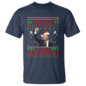 Charlie Kirk Christmas T Shirt Freedom To Say Merry Christmas TS14 Navy Print Your Wear