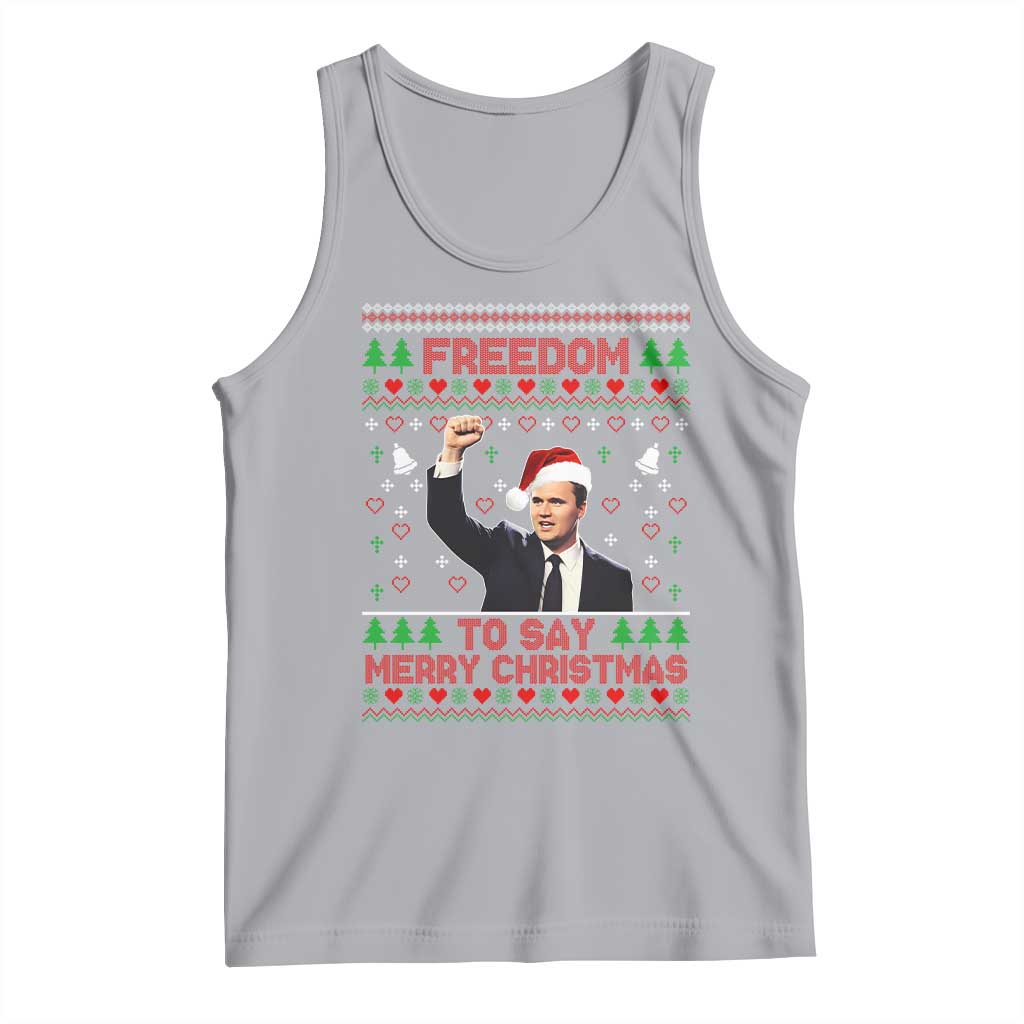 Charlie Kirk Christmas Tank Top Freedom To Say Merry Christmas TS14 Athletic Heather Print Your Wear