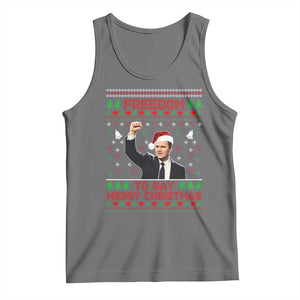 Charlie Kirk Christmas Tank Top Freedom To Say Merry Christmas TS14 Black Heather Print Your Wear