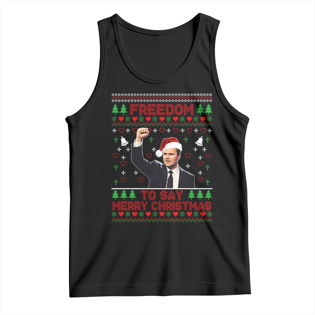Charlie Kirk Christmas Tank Top Freedom To Say Merry Christmas TS14 Black Print Your Wear