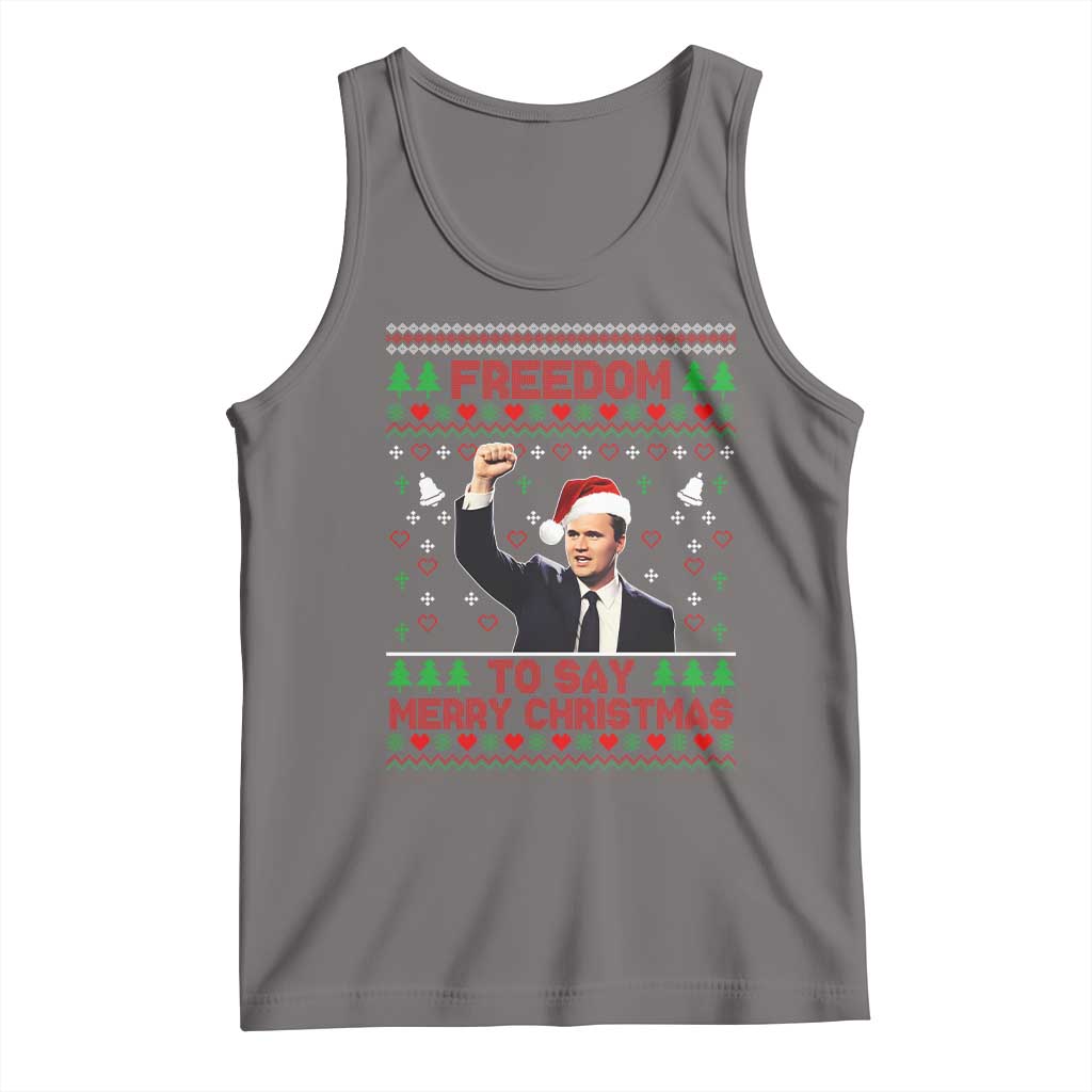 Charlie Kirk Christmas Tank Top Freedom To Say Merry Christmas TS14 Deep Heather Print Your Wear