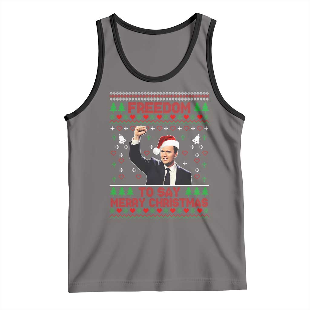 Charlie Kirk Christmas Tank Top Freedom To Say Merry Christmas TS14 Deep Heather Black Print Your Wear