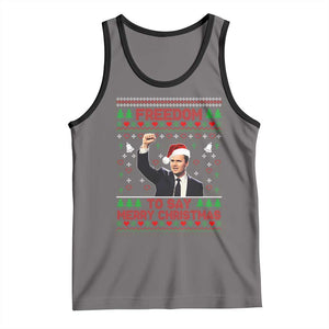 Charlie Kirk Christmas Tank Top Freedom To Say Merry Christmas TS14 Deep Heather Black Print Your Wear