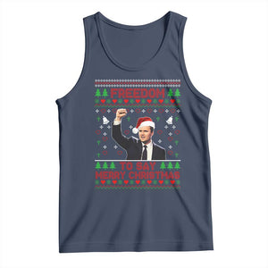 Charlie Kirk Christmas Tank Top Freedom To Say Merry Christmas TS14 Navy Print Your Wear