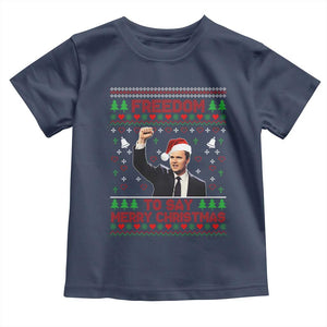 Charlie Kirk Christmas Toddler T Shirt Freedom To Say Merry Christmas TS14 Navy Print Your Wear