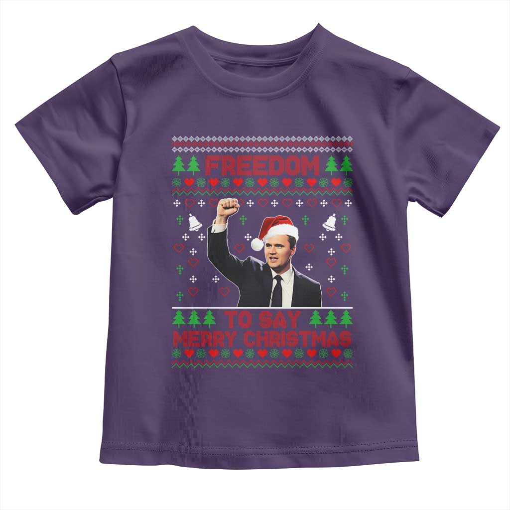 Charlie Kirk Christmas Toddler T Shirt Freedom To Say Merry Christmas TS14 Purple Print Your Wear